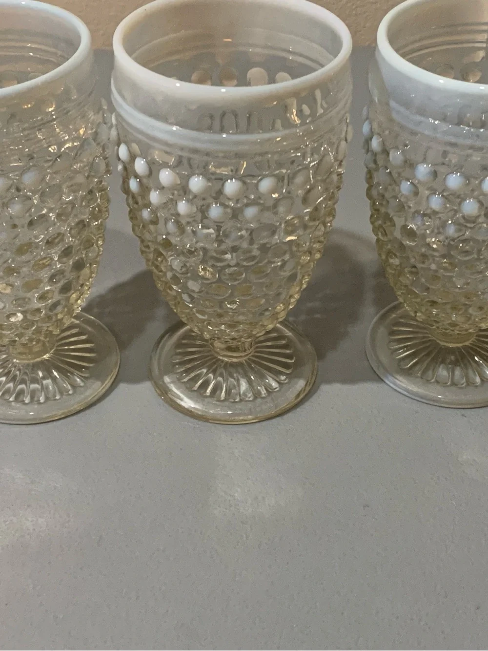 White Hobnail Glass Tumbler Set - Elegant Milk Glass Style